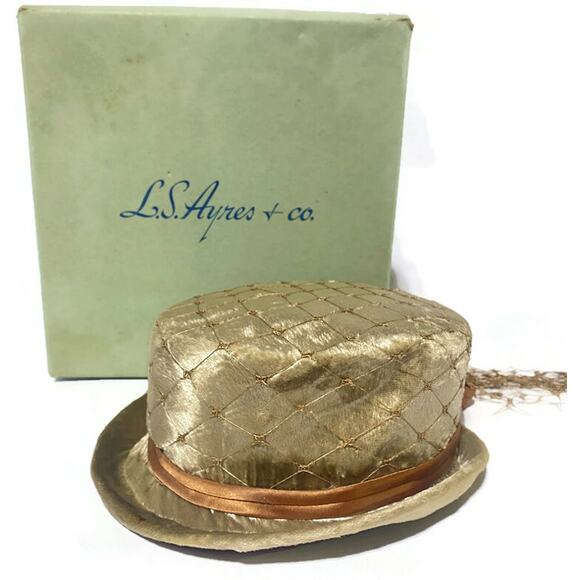 Vintage Derby Copper Gold Rider's Hat & Box Size Small Slim Brim and Mesh Tail - Picture 5 of 12